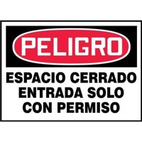 Accuform SHLCSP280XVE 3-1/2"" x 5"" OSHA Danger Safety Label: Confined Space - Enter By Permit Only, Adhesive Dura Vinyl - Each, Spanish