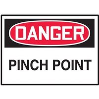 Accuform SHLEQM273XVE 3-1/2"" x 5"" OSHA Danger Safety Label: Pinch Point, Adhesive Dura Vinyl - Each, Spanish
