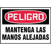 Accuform SHLEQM279VSP 3-1/2"" x 5"" OSHA Danger Safety Label: Keep Hands Clear, Adhesive Vinyl - 5 pack, Spanish