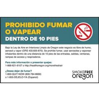 Accuform SHLSMK500VSP 3.8"" x 5.8"" Oregon State Safety Label: No Smoking Or Vaping Within 10 Feet, Adhesive Vinyl - 5 pack
