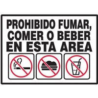 Accuform SHLSMK511VSP 3-1/2"" x 5"" Spanish Safety Label: No Smoking, Eating Or Drinking In This Area, Adhesive Vinyl - 5 pack