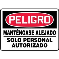Accuform SHMADM007VA 10"" x 14"" OSHA Danger Safety Sign: Keep Out - Authorized Personnel Only, Aluminum, Spanish