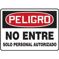 Accuform SHMADM157XP 10"" x 14"" OSHA Danger Safety Sign: Do Not Enter Authorized Personnel Only, Accu-Shield, Spanish