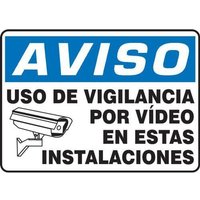 Accuform SHMASE801VA 10"" x 14"" OSHA Notice Safety Sign: Video Surveillance In Use On These Premises, Aluminum, Spanish