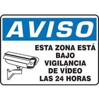 Accuform SHMASE815XT 14"" x 20"" OSHA Notice Safety Sign: This Area Is Under 24 Hour Video Surveillance, Dura-Plastic, Spanish