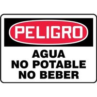 Accuform SHMCAW125VA 10"" x 14"" OSHA Danger Safety Sign: Non-Potable Water - Do Not Drink, Aluminum, Spanish