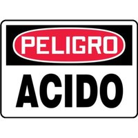 Accuform SHMCHL208XT 14"" x 20"" OSHA Danger Safety Sign: Acid, Dura-Plastic, Spanish