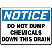 Accuform SHMCHL828XT 10"" x 14"" OSHA Notice Safety Sign: Do Not Dump Chemicals Down This Drain, Dura-Plastic, Spanish