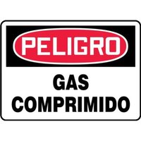Accuform SHMCPG107VA 14"" x 20"" OSHA Danger Safety Sign: Compressed Gas, Aluminum, Spanish