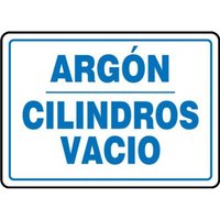 Accuform SHMCPG533XT 10"" x 14"" Safety Sign: Argon - Empty Cylinders, Dura-Plastic, Spanish