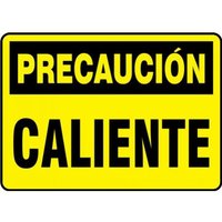 Accuform SHMCPG609VP 14"" x 20"" OSHA Caution Safety Sign: Hot, Plastic, Spanish