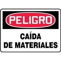 Accuform SHMCRT008VS 10"" x 14"" OSHA Danger Safety Sign: Falling Material, Adhesive Vinyl, Spanish