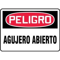 Accuform SHMCRT009XL 10"" x 14"" OSHA Danger Safety Sign: Open Hole, Aluma-Lite, Spanish