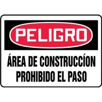 Accuform SHMCRT011XL 14"" x 20"" OSHA Danger Safety Sign: Construction Area - Keep Out, Aluma-Lite, Spanish