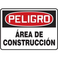 Accuform SHMCRT106XP 14"" x 20"" OSHA Danger Safety Sign: Construction Area, Accu-Shield, Spanish