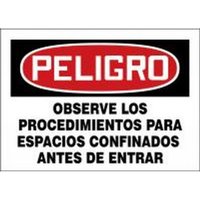 Accuform SHMCSP056VP 10"" x 14"" OSHA Danger Safety Sign: Follow Confined Space Entry Procedure Before Entering, Plastic, Spanish