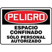 Accuform SHMCSP141VP 10"" x 14"" OSHA Danger Safety Sign: Confined Space - Authorized Personnel Only, Plastic, Spanish