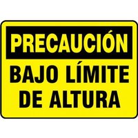 Accuform SHMECR606XL 10"" x 14"" OSHA Caution Safety Sign: Low Overhead Clearance