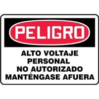 Accuform SHMELC044VA 10"" x 14"" OSHA Danger Safety Sign: High Voltage - Unauthorized Personnel Keep Out
