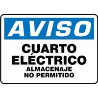 Accuform SHMELC804XP 10"" x 14"" OSHA Notice Electrical Safety Sign: Electrical Room - No Storage Permitted