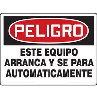 Accuform SHMEQM088XL 10"" x 14"" OSHA Danger Safety Sign:This Equipment Starts and Stops Automatically
