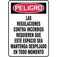 Accuform SHMEXT103VP 20"" x 14"" OSHA Danger Safety Sign: Fire Regulations Demand That This Space Be Clear At All Times