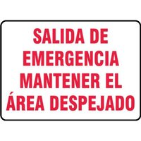 Accuform SHMEXT552XV 10"" x 14"" Safety Sign: Emergency Exit - Keep Area Clear