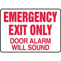 Accuform SHMEXT932XL 10"" x 14"" Safety Sign: Emergency Exit Only- Door Alarm Will Sound