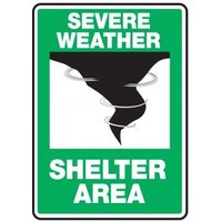 Accuform SHMFEX503VP 24"" x 18"" Severe Weather Safety Sign: Severe Weather - Shelter Area- Emergency Shelter Signs
