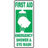 Accuform SHMFSD996XT 17"" x 7"" Safety Sign: First Aid - Emergency Shower & Eye Wash