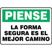 Accuform SHMGNF999VS 10"" x 14"" Safety Sign: Think - The Safe Way Is The Best Way