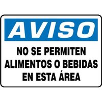 Accuform SHMHSK838VS 10"" x 14"" OSHA Notice Safety Sign: No Food or Drink In This Area
