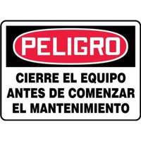 Accuform SHMLKT014VP 10"" x 14"" OSHA Danger Safety Sign: Lock Out Equipment Before Servicing