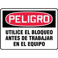 Accuform SHMLKT027VS 14"" x 20"" OSHA Danger Safety Sign: Use Lockout Before Working On Equipment