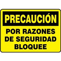 Accuform SHMLKT629VA 14"" x 20"" OSHA Caution Lockout/Tagout Sign: Lock Out for Safety