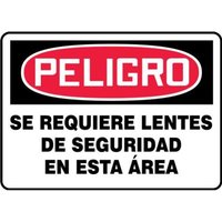 Accuform SHMPPA003XL 14"" x 20"" OSHA Danger Safety Sign: Safety Glasses Required In This Area
