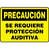 Accuform SHMPPA630VA 10"" x 14"" OSHA Caution Safety Sign: Hearing Protection Required