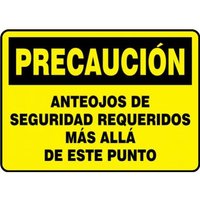 Accuform SHMPPA703VA 10"" x 14"" OSHA Caution Safety Sign: Safety Glasses Required Beyond This Point