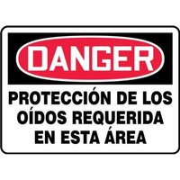Accuform SHMPPE108XV 10"" x 14"" OSHA Danger Safety Sign: Ear Protection Required In This Area