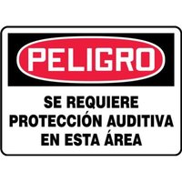 Accuform SHMPPE218VA 10"" x 14"" OSHA Danger Safety Sign: Hearing Protection Required