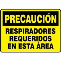 Accuform SHMPPE442VS 14"" x 20"" OSHA Caution Safety Sign: Respirators Required In This Area