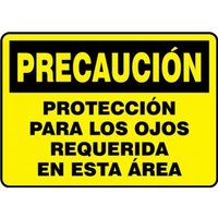 Accuform SHMPPE626XT 10"" x 14"" OSHA Caution Safety Sign: Eye Protection Required In This Area