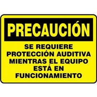 Accuform SHMPPE712XL 10"" x 14"" OSHA Caution Safety Sign: Hearing Protection Required While Equipment Is Operating