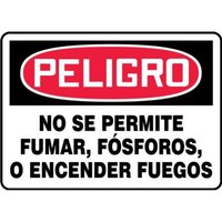 Accuform SHMSMK136XL 10"" x 14"" OSHA Danger Smoking Control Sign: No Smoking, Matches or Open Lights