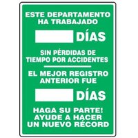 Accuform SHMSR124AL 20"" x 14"" Write-A-Day Scoreboards: This Department Has Worked _ Days Without A Lost Time Accident