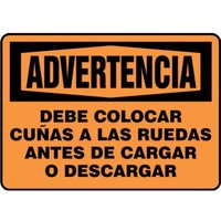 Accuform SHMVHR331XP 10"" x 14"" OSHA Warning Safety Sign: Chock Wheels Before Loading and Unloading