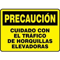 Accuform SHMVHR633XV 10"" x 14"" OSHA Caution Safety Sign: Watch for Forklift Traffic