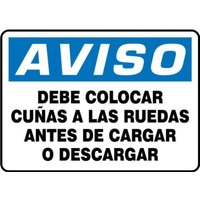 Accuform SHMVHR842VS 10"" x 14"" OSHA Notice Safety Sign: Wheels Must Be Chocked Before Loading or Unloading