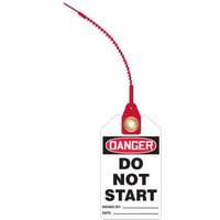 Accuform TAK603 5-3/4"" x 3-1/4"" with 8"" strap OSHA Danger Safety Tag: Loop 'n Lock Tie Tag - Do Not Start