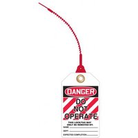 Accuform TAK635 5-3/4"" x 3-1/4"" with 8"" strap OSHA Danger Safety Tag: Loop 'n Lock Tie Tag - Do Not Operate